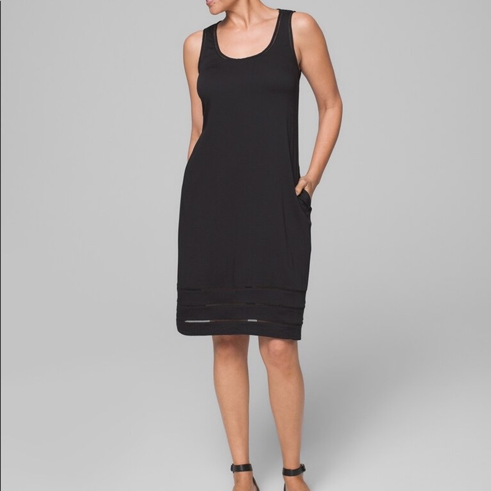 Soma Black Ladder Trim Dress With Built-In Shelf Bra - size small